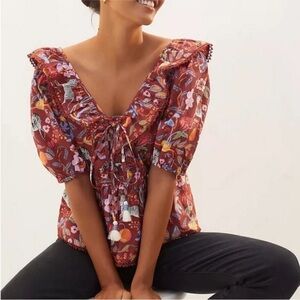 Anthropologie Maeve Zebra Print Blouse